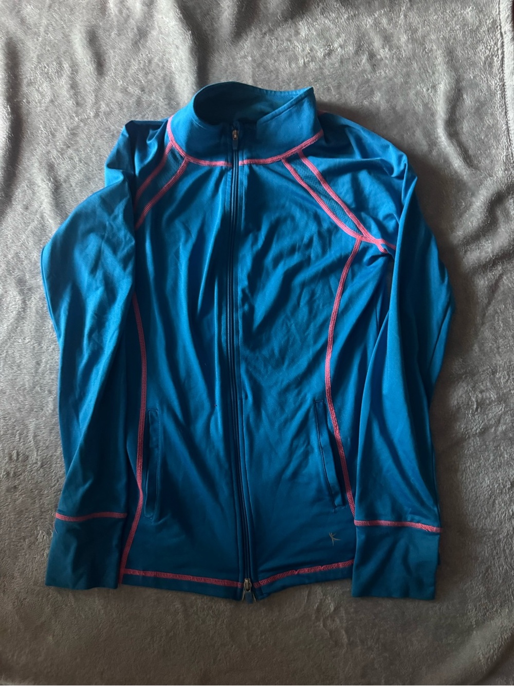 Women’s Swim Zip-Up Jacket - Blue with Pink Trim